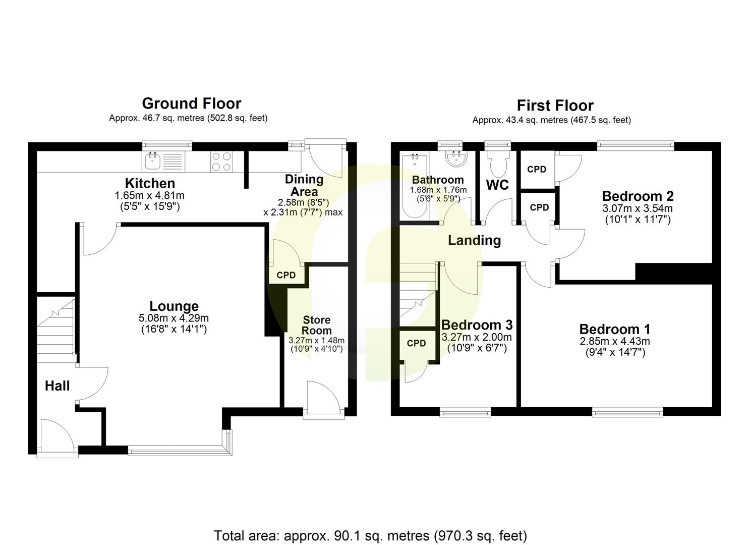 Floorplan.Tiverton Avenue, North Shields